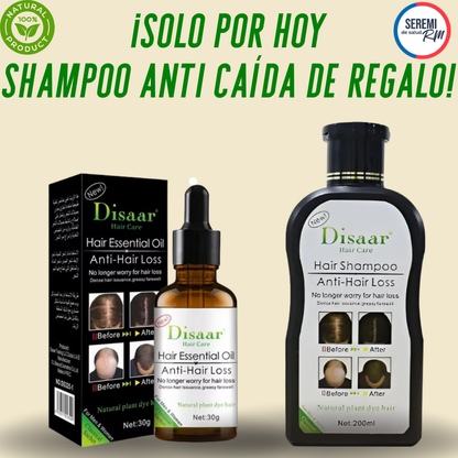 Recupera tu cabello ❤️, Aceite Anticaída Disaar Hair Care + Shampoo Anticaída de Regalo + ❤️Guía digital de bienestar