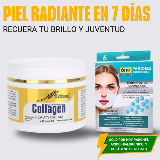 Piel radiante, tratamiento natural 100% Colágeno 🍃 CREMA DISAAR+🎁PARCHES FRENTE Y MEJILLA DE REGALO